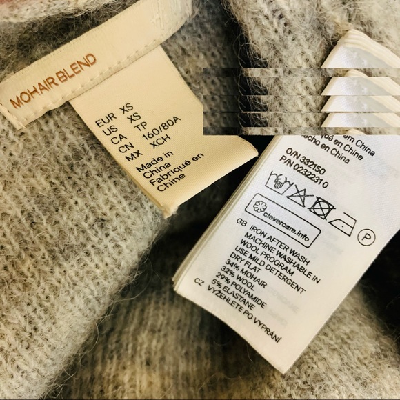 H&M Gray Mohair Blend Open Front Cardigan XS - Picture 11 of 11